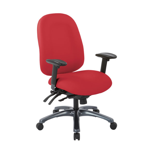 OSP Home Furnishings Multi-function Ergonomic High Back Office Chair with Lumbar Support and Titanium Base High Lipstick 8511-R100