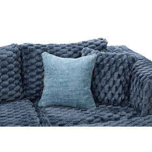 English Elm Swivel Barrel Accent Chair Chenille Tufted Round Club Seat for Living Room Lounge Blue N719S002360C