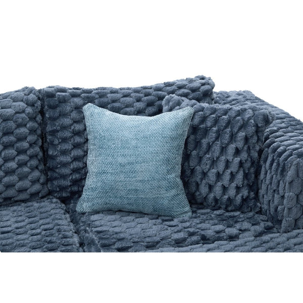 English Elm Swivel Barrel Accent Chair Chenille Tufted Round Club Seat for Living Room Lounge Blue N719S002360C
