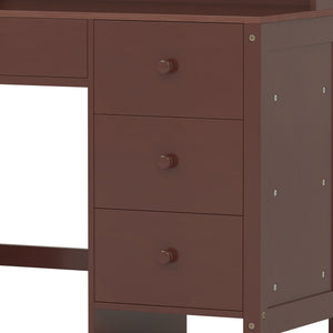 English Elm Vintage 40'' Home Executive Desk Set with Upholstered Chair and Built-In Bookshelf for Stylish Productivity Espresso 44 L x 23 W x 13.5 H N733P272894P