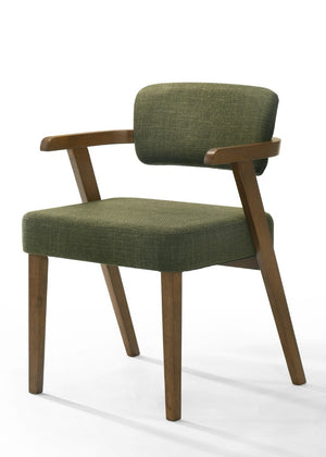 VIG Furniture Sacks Mid-Century Dining Set With Green Upholstery & Herringbone Walnut Table, 7-Piece Elegance VGMA-MIT-5451-SET-WAL