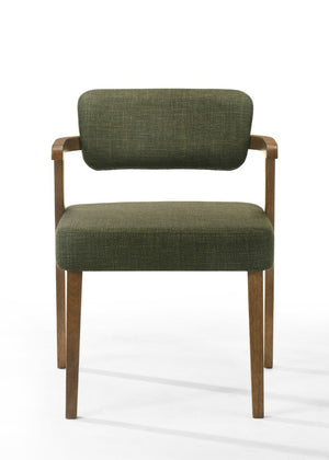 VIG Furniture Sacks Mid-Century Dining Set With Green Upholstery & Herringbone Walnut Table, 7-Piece Elegance VGMA-MIT-5451-SET-WAL