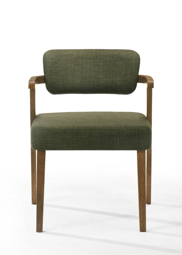 VIG Furniture Sacks Mid-Century Dining Set With Green Upholstery & Herringbone Walnut Table, 7-Piece Elegance VGMA-MIT-5451-SET-WAL