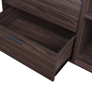 English Elm Christopher Knight Home® - CABINET mid-century modern faux wood storage console with splayed legs, drawers & cubby shelves Wenge 67351.00WENG