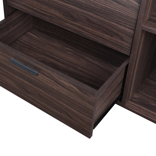 English Elm Christopher Knight Home® - CABINET mid-century modern faux wood storage console with splayed legs, drawers & cubby shelves Wenge 67351.00WENG