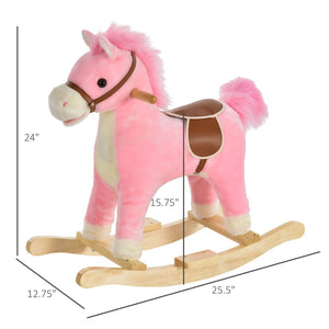 English Elm Qaba Plush Rocking Horse Toy with Galloping Sounds Sturdy Metal Frame for Toddlers W2225P217687