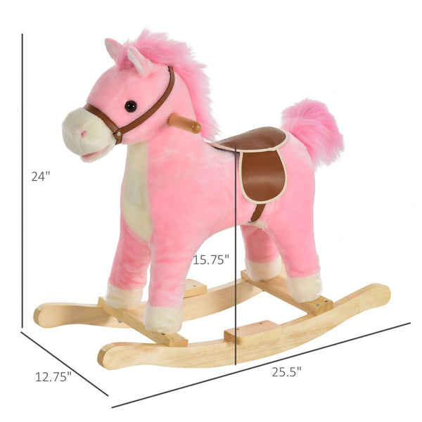 English Elm Qaba Plush Rocking Horse Toy with Galloping Sounds Sturdy Metal Frame for Toddlers W2225P217687
