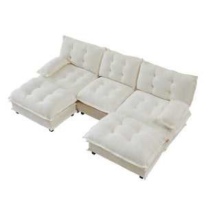 English Elm 107" U-shaped Chenille Modular Sectional with Ottomans Deep Sink Cloud Sofa W714S01679