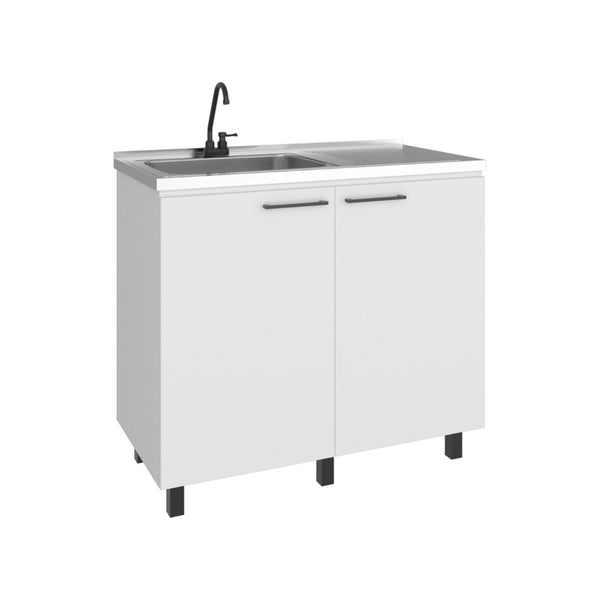 English Elm Napoles Freestanding Stainless Steel Utility Sink with Deep Basin for Laundry Rooms White B200S00454