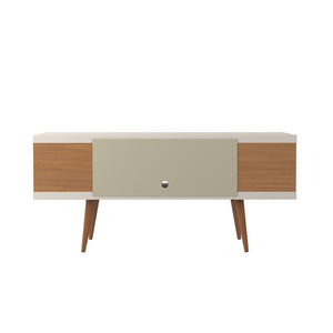 English Elm Utopia 53" Modern Tv Stand In Off White & Maple Cream With Ample Storage For Stylish Living Rooms B365P398403-GIGA