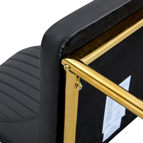 English Elm Luxury Dining Chair Set Of 4 - Modern Black Pu Upholstery With Gold Legs For Stylish Comfort W1151P282688