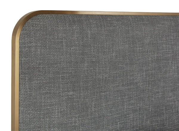 Sunpan Tometi Bed - Sleek Modern Design with Curved Upholstered Headboard and Brushed Gold Accents King