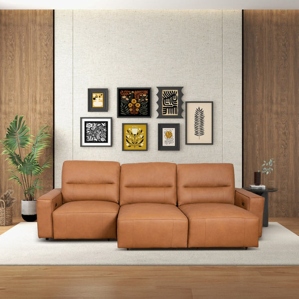 English Elm Grant Power Convertible Sofa Top Grain Leather Mid Century Queen Sleeper B183S00121