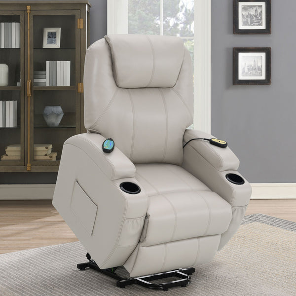 English Elm Selwyn Champagne Power Lift Massage Recliner with Heat, Faux Leather Upholstery & Smooth Recline (98) B062P375531