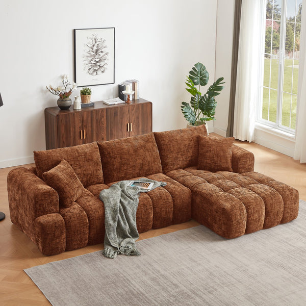 English Elm Chenille L-Shape Oversized Luxury Sectional Sofa - Minimalist Design, Comfy Sleeper For Any Space W2339S00037