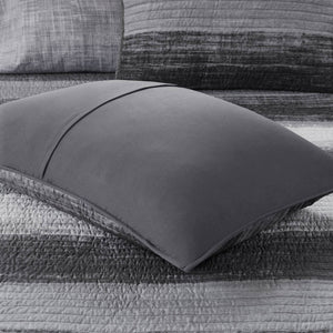 JLA Home Madison Park Essentials - 8 Piece Quilt Set with Watercolor Stripe Quilt, Cotton Sheet Set, OEKO-TEX, Antimicrobial Freshness Black MPE13-1209