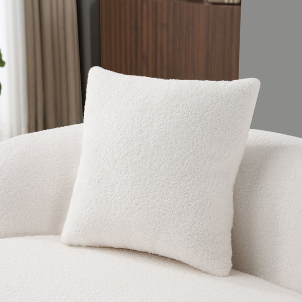 English Elm White Curved Loveseat Sofa — Cream Compact 2-Pillow No-Assembly Couch, Ergonomic Foam & Spring Comfort W3612P332124