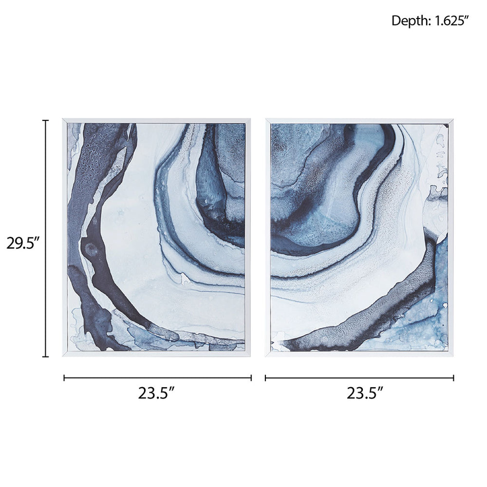 JLA Home Madison Park - Diptych Madison Park Ethereal 2-Piece Framed Canvas Set — Abstract Blue Gallery Art, Gel-Coated Finish MP95C-0117