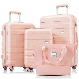 English Elm Luggage Set 4 Piece Abs Hardshell Suitcases with Spinner Wheels and Weekender Bag N726P218511S