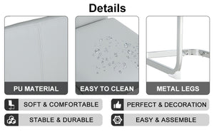 English Elm Table Set With 8 Light Gray Pu Chairs & Stunning Black Marble-Pattern Glass Top, Silver Legs W1151S02606-GIGA