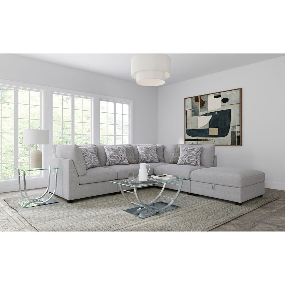 English Elm Lafayette Modular Sectional Sofa with Storage Ottoman and Feather Down Cushions B062S01444