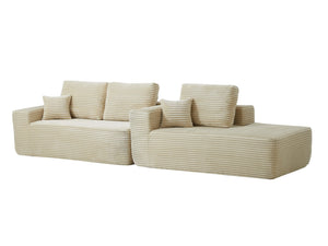 English Elm 104" Cloud Sectional Sofa Plush Corduroy L Shape Chaise No Assembly Living Room W3975S00029