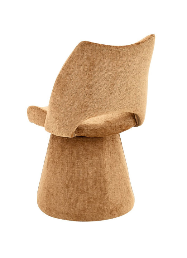 English Elm Modern Chenille Linen Accent Chair Sculptural Hollow Back Swivel Seat for Dining Vanity Brown W3493P452653