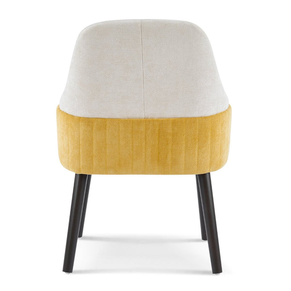 English Elm Indoor Two-tone Fabric Armchair Set Curved Back Ergonomic Dining Accent Seating Beige,Yellow N779P370716B