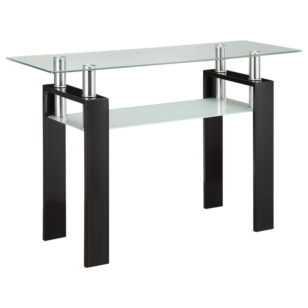 English Elm Randall Black Glass Top Sofa Table with 1 Shelf — Minimalist Metal Frame, Durable Modern Accent B062S00672