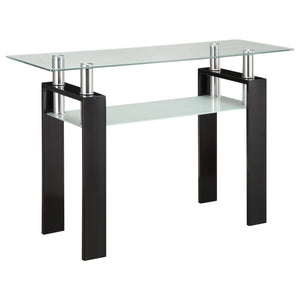 English Elm Randall Black Glass Top Sofa Table with 1 Shelf — Minimalist Metal Frame, Durable Modern Accent B062S00672