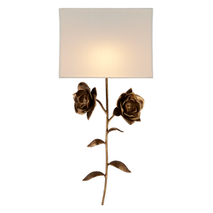 Rosabel Wall Sconce - Elegant Nature-Inspired Design with Antique Brass Finish and Off-White Shade