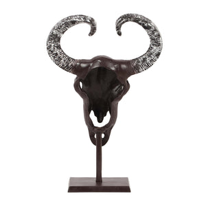 English Elm Christopher Knight Home® - Taurus Aluminum Bull Skull on Stand — Handcrafted Bronze Whitewash Accent Decor, Rustic Southwest Centerpiece 68772.00