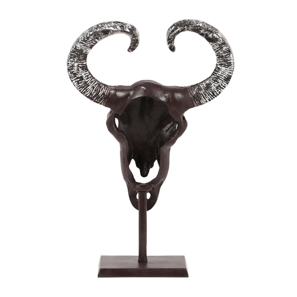 English Elm Christopher Knight Home® - Taurus Aluminum Bull Skull on Stand — Handcrafted Bronze Whitewash Accent Decor, Rustic Southwest Centerpiece 68772.00