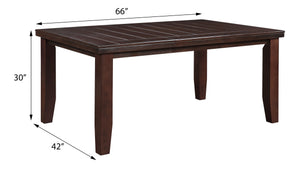 English Elm Cherry Rectangular Dining Table with Tapered Legs, Spacious 66" Surface, Stable Contemporary Style B062P209318