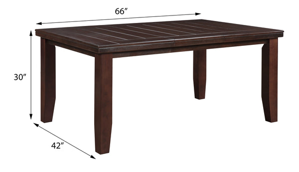 English Elm Cherry Rectangular Dining Table with Tapered Legs, Spacious 66" Surface, Stable Contemporary Style B062P209318