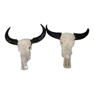 Lilys Approx. 20" High Genuine Bull Skull With Carving (Size Vary) 8561