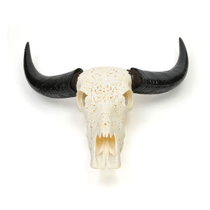 Lilys Approx. 20" High Genuine Bull Skull With Carving (Size Vary) 8561