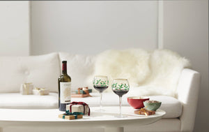Lenox Holiday Holly Berry Balloon Wine Glasses with 24k Gold Accents Festive Set of 4 856101