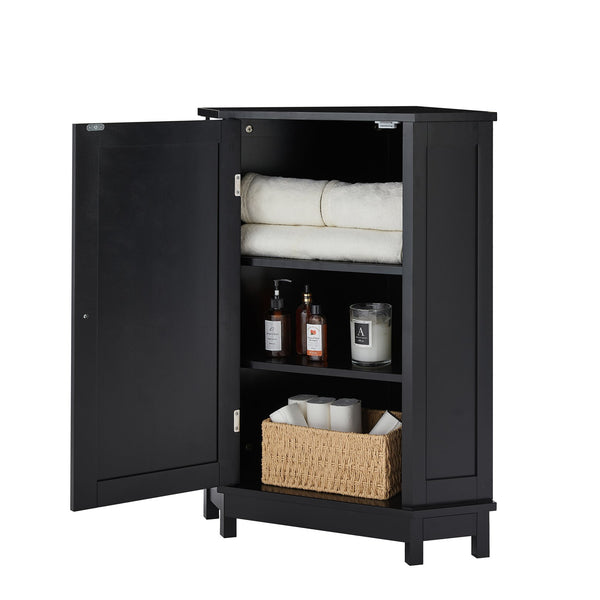 English Elm Black Triangle Corner Bathroom Cabinet with Adjustable Shelves, Modern MDF Storage Organizer, 70lb Capacity, Space-Saving Design N725P172615B