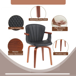 English Elm Mid-Century Bentwood Swivel Dining Chairs Set Of 2 – Stylish Pu Leather Accent Chairs In Black N842P290039B