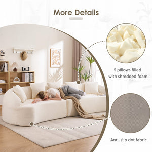 English Elm Compression Foam Curved Sectional Chenille Sleeper Sofa for Modern Living Rooms W2231S00052