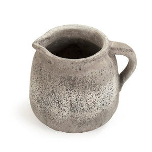 Zentique Distressed Grey Terracotta Vase with Weathered Matte Finish — Rustic Sculptural Accent for Shelves W10 x H9.5 x D11 8562L A344
