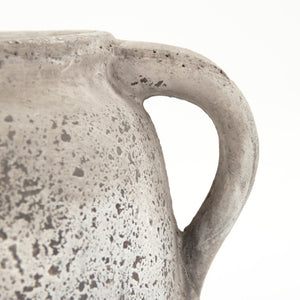 Zentique Distressed Grey Terracotta Vase with Weathered Matte Finish — Rustic Sculptural Accent for Shelves W10 x H9.5 x D11 8562L A344