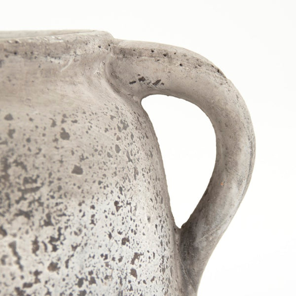 Zentique Distressed Grey Terracotta Vase with Weathered Matte Finish — Rustic Sculptural Accent for Shelves W10 x H9.5 x D11 8562L A344