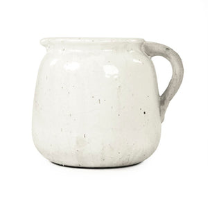 Zentique Distressed White Bowl with Handcrafted Stoneware Finish — Rustic Farmhouse Centerpiece for Serving W10 x H9.5 x D11 8562L A25A