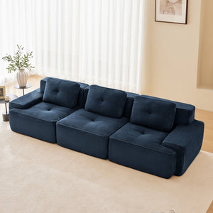 English Elm 117" Luxurious Modular Sectional Sofa - Oversized 3-Seater Couch With Deep Seats & Tufted Design, Blue W714S01494