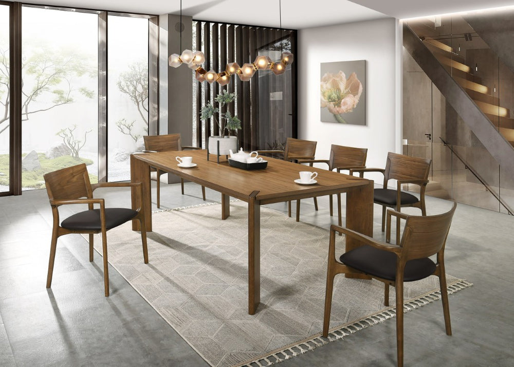 VIG Furniture Edelman Walnut Dining Table 78.8" Rectangular Mid-Century Modern Veneer Top Seats 6, Solid Legs VGMA-MIT-5411-WAL