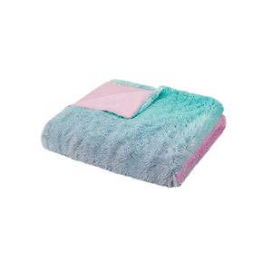 JLA Home Mi Zone - Ombre Plush Shaggy Faux Fur Duvet Cover Set – Ombre Gradient Pink-Purple-Aqua, Cozy, OEKO-TEX Safe MZ12-0646
