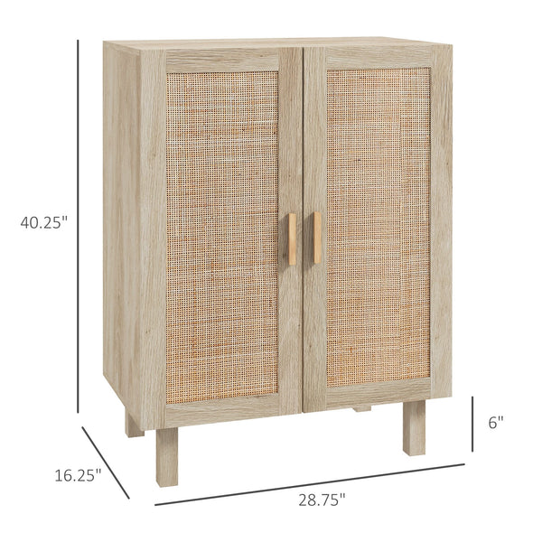 English Elm Homcom Boho Sideboard Buffet Cabinet With Rattan Doors, Adjustable Shelves, And Elevated Base Design W2225P217723