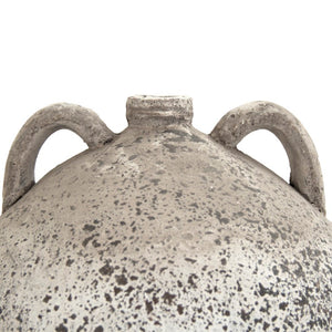 Zentique Distressed Grey Terracotta Vase with Weathered Matte Finish — Rustic Sculptural Accent for Shelves W11.5 x H15 x D11.5 8563L A344